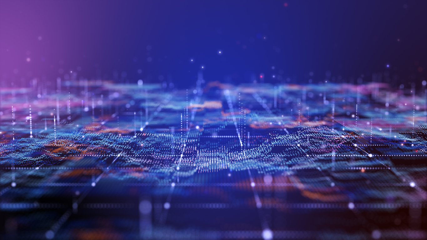 A digital grid superimposed over a digital topographical map, representing real-time market data tools