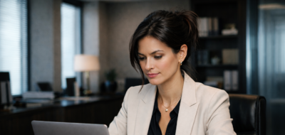Female executive on laptop